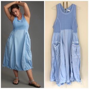 DAILY PRACTICE x ANTHROPOLOGIE Sky High Midi Dress in Sky Blue